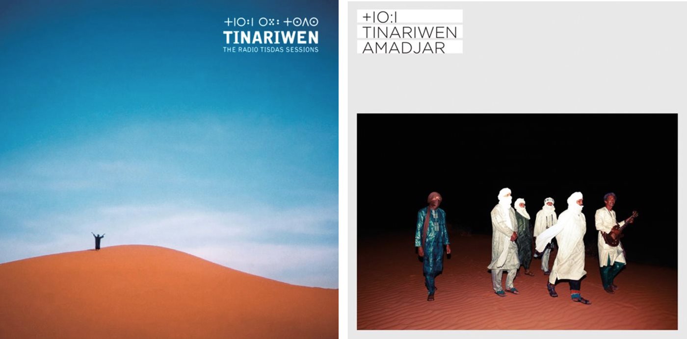 Tinariwen’s acclaimed global-debut album, left, The Radio Tisdas Sessions, was made in 2000, after they had been playing and recording regionally for 15 years. Their seventh album, Amadjar, released last year, stays true to their founding themes of Tuareg unity and freedom.