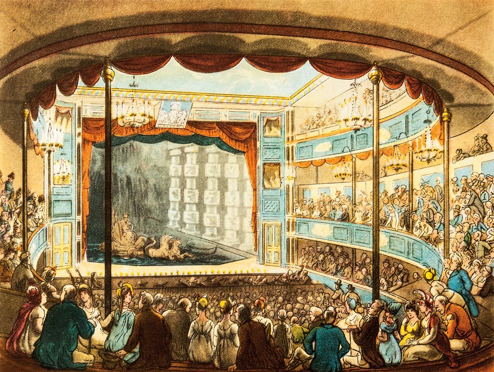 Belzoni began his theater career in 1803 in London at the Sadler&rsquo;s Wells Theatre.