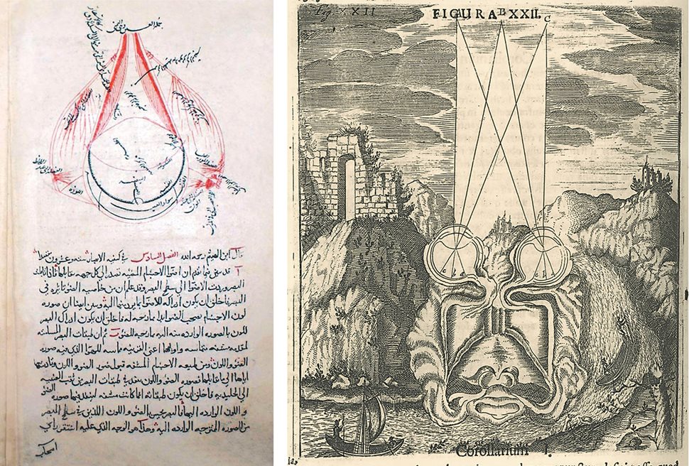 In the 14th century in Tabriz, Persian polymath Kamal al-Din al-Farisi produced an elaboration of al-Haytham’s pioneering work. left In 1685 in Bavaria, Johann Zahn’s treatise on optics drew on al-Haytham’s principles, too. 