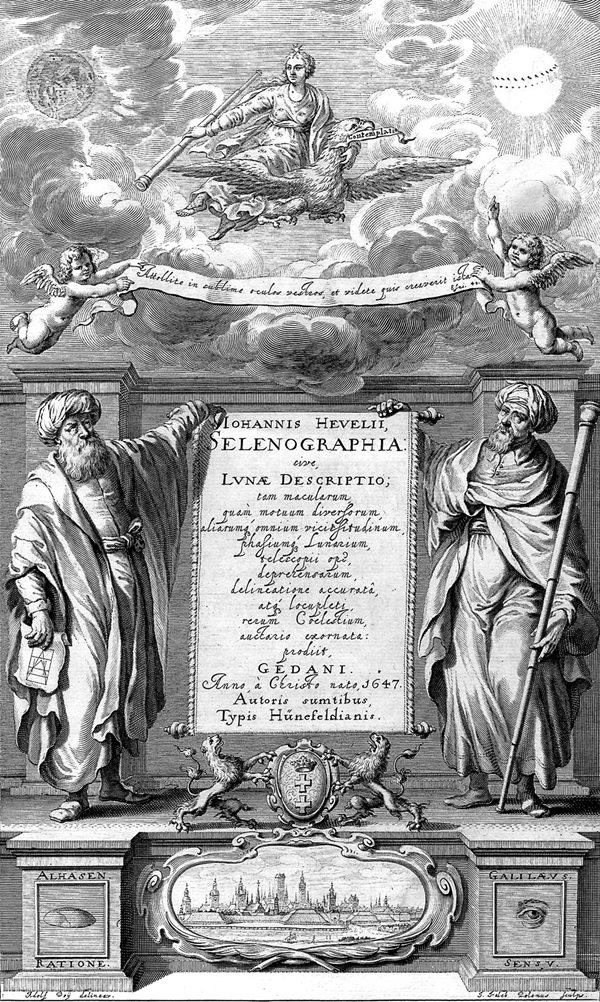 In 1647, in the book that presented the first detailed maps of the moon, astronomer and mayor of Gdansk, Poland, Johannes Hevelius placed al-Haytham on the left side of his book’s frontispiece, opposite Galileo.