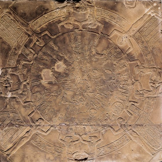 <p>On the ceiling of the Temple of Hathor in central Egypt appears &ldquo;the Zodiac of Dendera,&rdquo; a planisphere comprising 12 constellations that form a Babylonian-style circular representation of the zodiac: Typically Egyptian art represented zodiacs in rectangles.</p>
